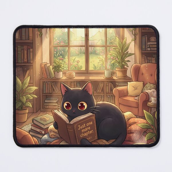 Item preview, Cozy Black Cat Reading - Just One More Chapter designed and sold by PurrfectHome.