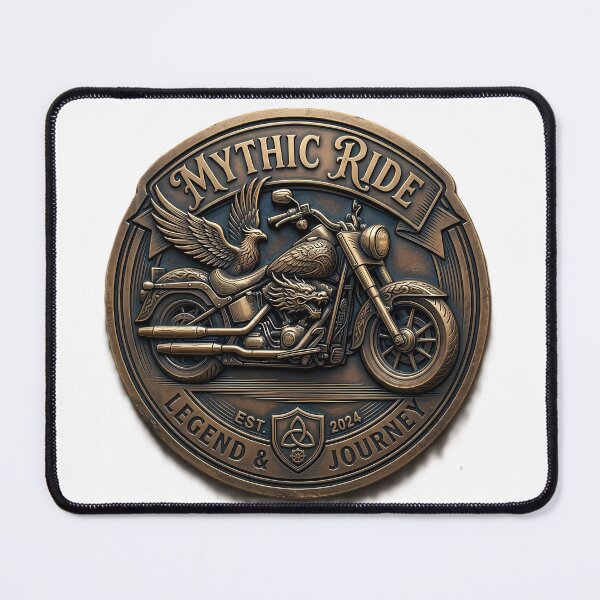 Item preview, Mythic Ride - Legend & Journey Motorcycle Emblem designed and sold by SnapStickerHub.