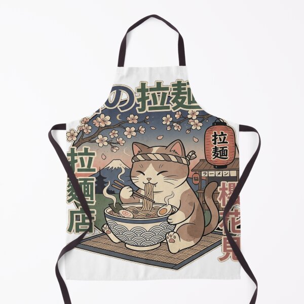 Item preview, Japanese Kawaii Neko Cat Eating Ramen Noodles⁠ designed and sold by Walidsolo25.