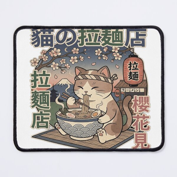 Item preview, Japanese Kawaii Neko Cat Eating Ramen Noodles designed and sold by Walidsolo25.