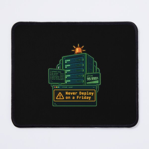 Item preview, Never Deploy On A Friday DevOps Programmer Server Art designed and sold by KAYJAY DESIGNS.
