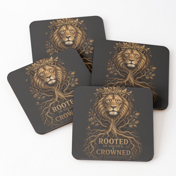 Item preview, Rooted In Values Crowned In Leadership Lion Quote Design designed and sold by Bennie Singh.