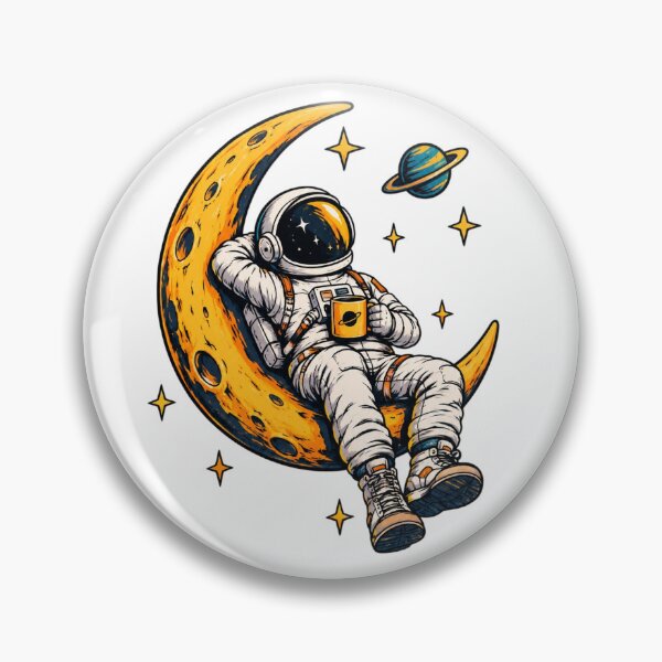 Item preview, Cosmic Chill – Astronaut on Crescent Moon T-Shirt Design designed and sold by LarkLeaf.