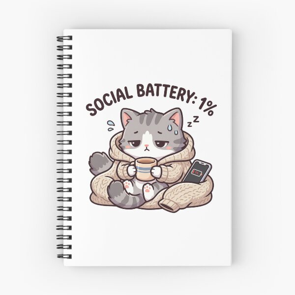 Item preview, Social Battery 1% – Funny Introvert Cat designed and sold by Mbk Studios.