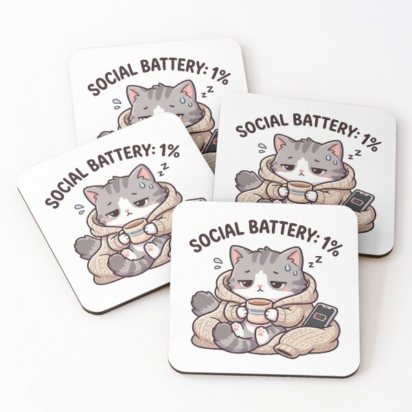 Item preview, Social Battery 1% – Funny Introvert Cat designed and sold by Mbk Studios.