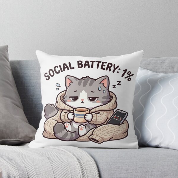 Item preview, Social Battery 1% – Funny Introvert Cat designed and sold by Mbk Studios.