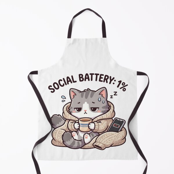 Item preview, Social Battery 1% – Funny Introvert Cat designed and sold by Mbk Studios.