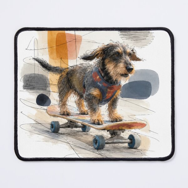 Item preview, Wire-Haired Dachshund on a Skateboard designed and sold by Russell Thorne.