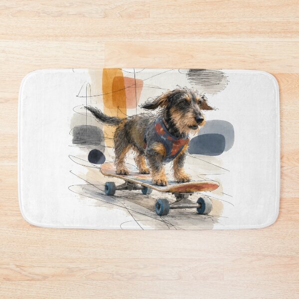 Item preview, Wire-Haired Dachshund on a Skateboard designed and sold by Russell Thorne.