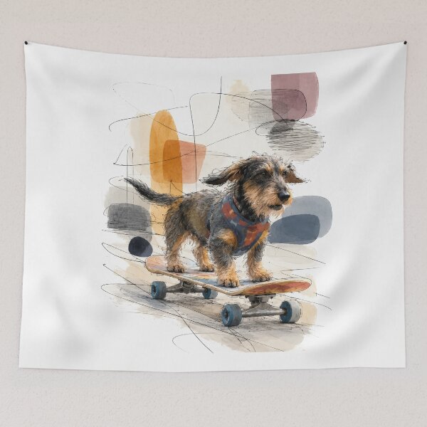 Item preview, Wire-Haired Dachshund on a Skateboard designed and sold by Russell Thorne.