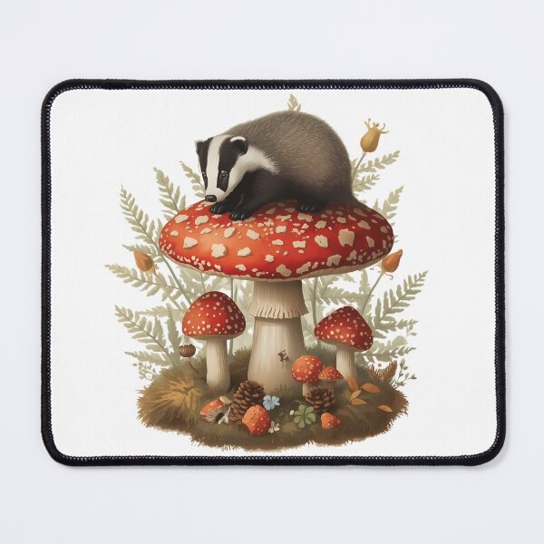 Item preview, Vintage Badger on Amanita Mushroom Dark Cottagecore Forest Sticker designed and sold by Youram.