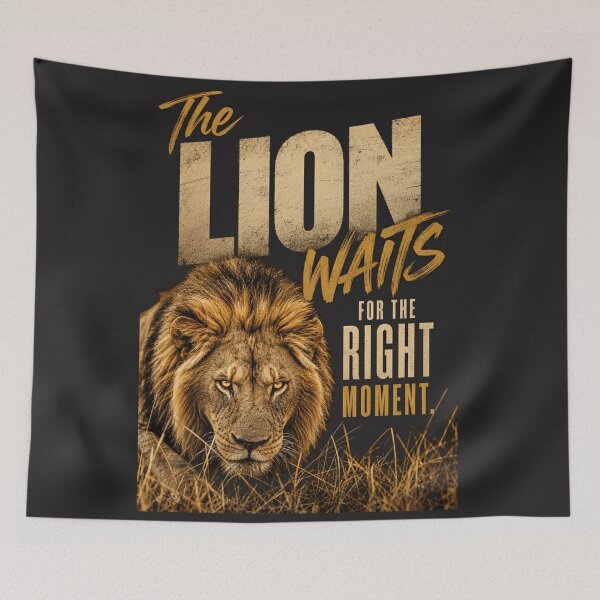 Item preview, The Lion Waits For The Right Moment Motivational Quote Design designed and sold by Bennie Singh.