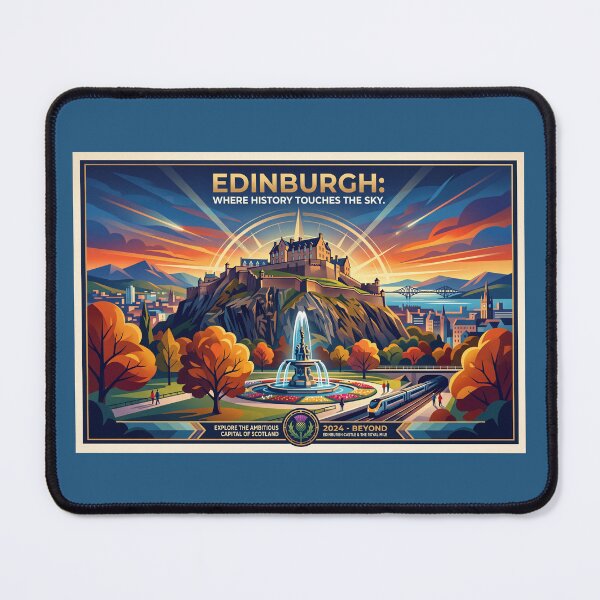 Item preview, Edinburgh Castle and Skyline Vintage Graphic Poster designed and sold by ArtworkNorth.