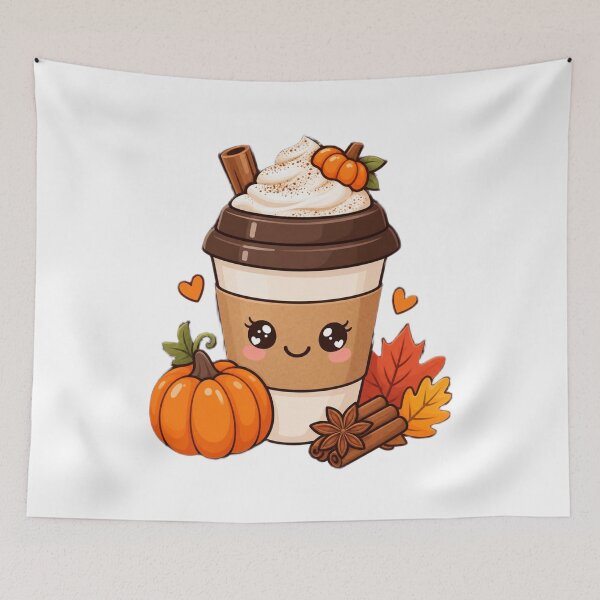 Item preview, Cute Fall Coffee Kawaii Pumpkin Autumn designed and sold by WalkWithMimi.