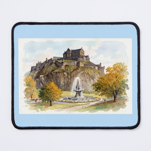 Item preview, Edinburgh Castle and Ross Fountain in Autumn Watercolour designed and sold by ArtworkNorth.