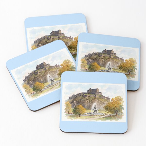 Item preview, Edinburgh Castle and Ross Fountain in Autumn Watercolour designed and sold by ArtworkNorth.