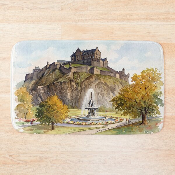Item preview, Edinburgh Castle and Ross Fountain in Autumn Watercolour designed and sold by ArtworkNorth.