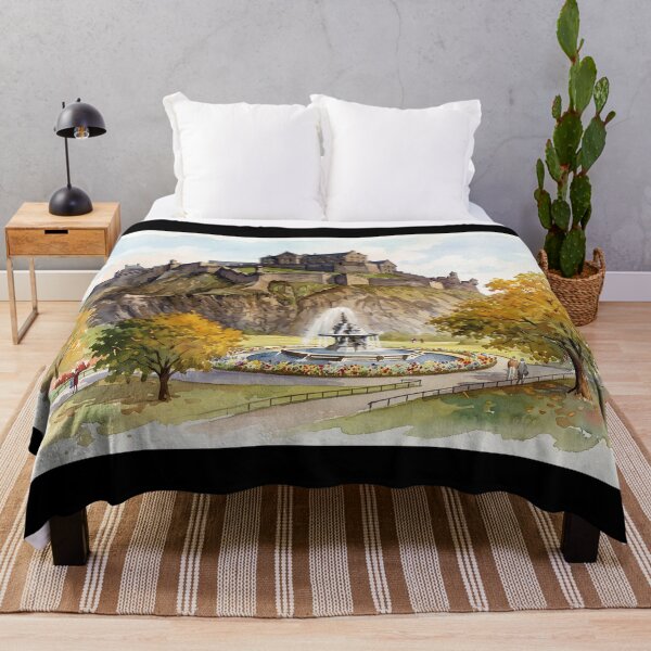 Item preview, Edinburgh Castle and Ross Fountain in Autumn Watercolour designed and sold by ArtworkNorth.