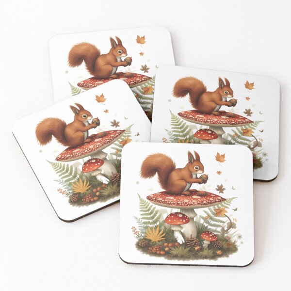 Item preview, Vintage Squirrel with Acorn on Amanita Mushroom Dark Cottagecore Sticker designed and sold by Youram.