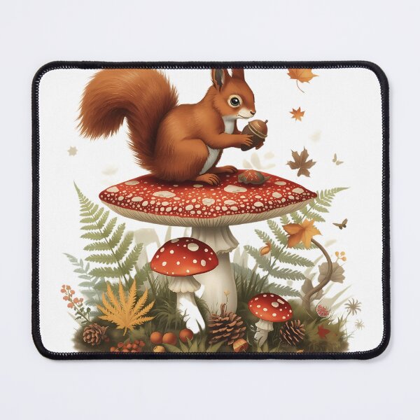 Item preview, Vintage Squirrel with Acorn on Amanita Mushroom Dark Cottagecore Sticker designed and sold by Youram.