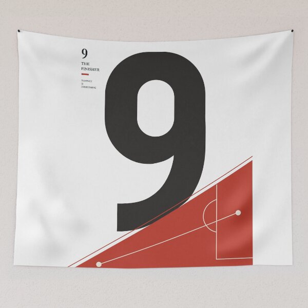 Item preview, Minimalist Football Number 9 Print, Striker Art, Soccer Poster, Sports Decor, Modern Football Illustration designed and sold by Studio pod Burom.