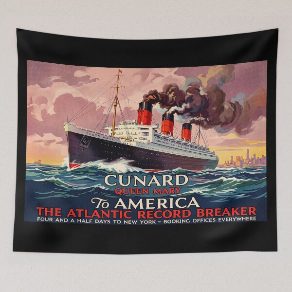 Item preview, Vintage Cunard Queen Mary Travel Poster designed and sold by ArtworkNorth.