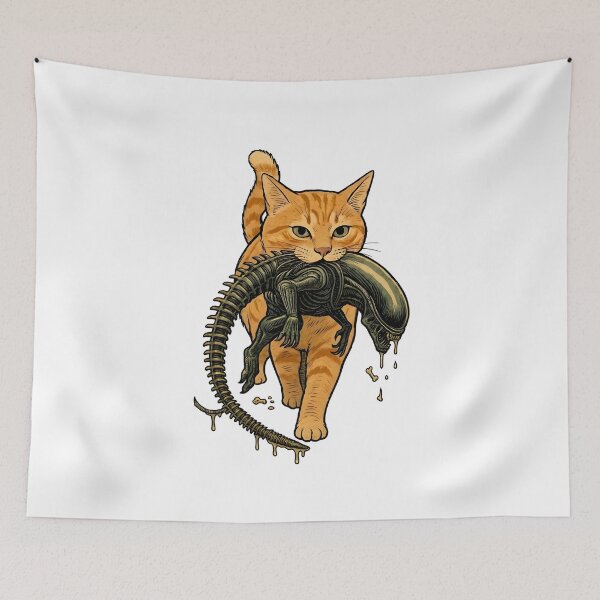 Item preview, Cat Carrying Alien Funny Sci-Fi Cat designed and sold by Elakhongthe.