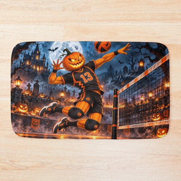 Item preview, Halloween Pumpkin Volleyball Player in Action designed and sold by PRINTIONAL.