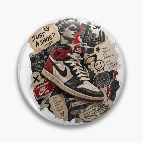 Aperçu de l'œuvre Collage d'autocollants esthétiques de streetwear urbain vintage inspiré par l'histoire des baskets vintage créée et vendue par PRIME4YOU.