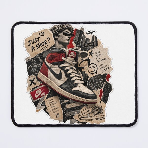 Item preview, Vintage Sneaker Story Urban Streetwear Aesthetic Collage Sticker designed and sold by PRIME4YOU.