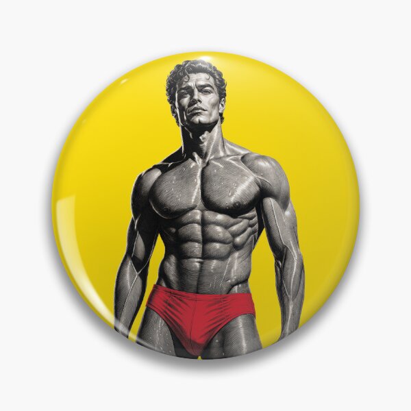Item preview, Classic Handsome Muscular Man in Red Briefs – Comic Retro Illustration designed and sold by gayishdesign.