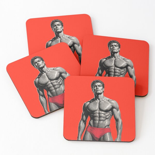 Item preview, Classic Handsome Muscular Man in Red Briefs – Comic Retro Illustration designed and sold by gayishdesign.