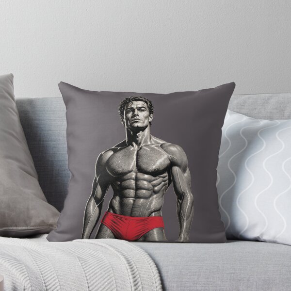 Item preview, Classic Handsome Muscular Man in Red Briefs – Comic Retro Illustration designed and sold by gayishdesign.