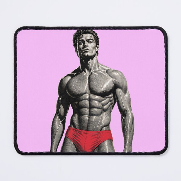 Item preview, Classic Handsome Muscular Man in Red Briefs – Comic Retro Illustration designed and sold by gayishdesign.