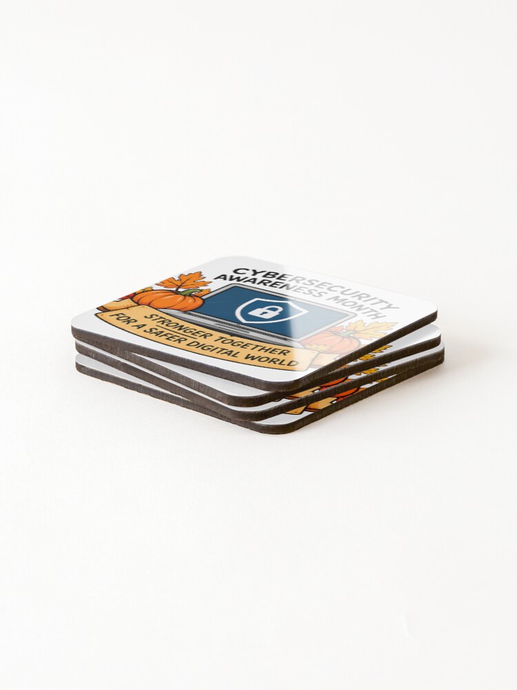 Thumbnail 4 of 5, Coasters (Set of 4), Cybersecurity Awareness Month designed and sold by devonclemon.