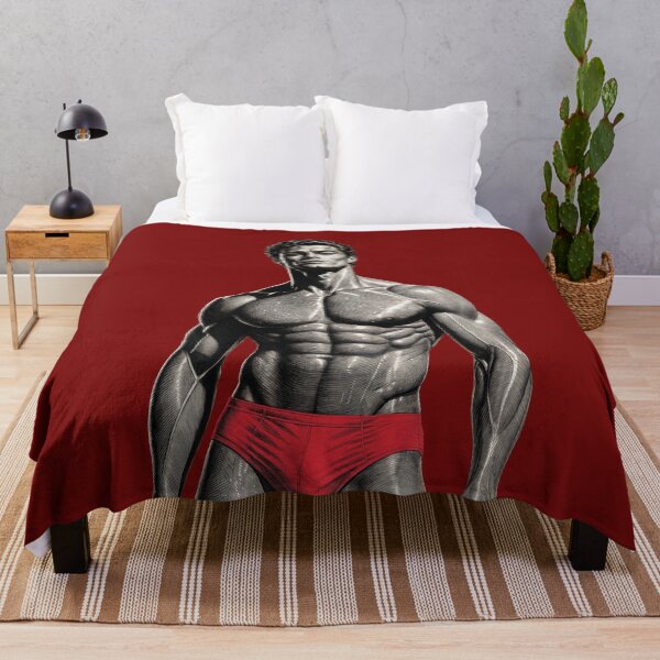 Item preview, Classic Handsome Muscular Man in Red Briefs – Comic Retro Illustration designed and sold by gayishdesign.