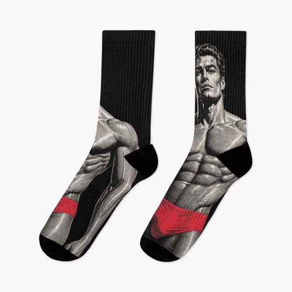 Item preview, Classic Handsome Muscular Man in Red Briefs – Comic Retro Illustration designed and sold by gayishdesign.