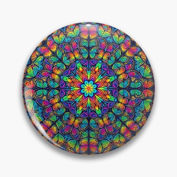 Item preview, Vivid Butterfly Kaleidoscope Mandala Pattern - Rainbow Spectrum Art Print designed and sold by SOOstudio73.