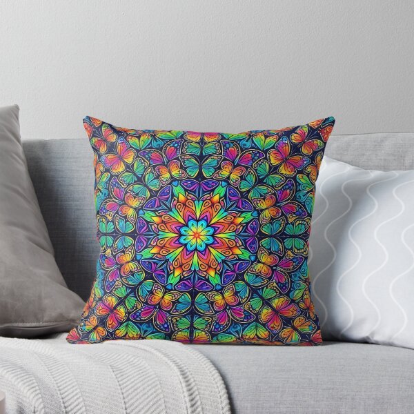 Item preview, Vivid Butterfly Kaleidoscope Mandala Pattern - Rainbow Spectrum Art Print designed and sold by SOOstudio73.