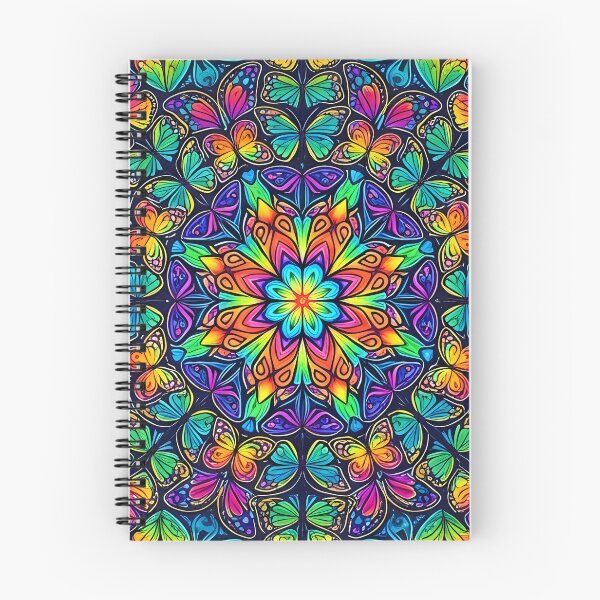 Item preview, Vivid Butterfly Kaleidoscope Mandala Pattern - Rainbow Spectrum Art Print designed and sold by SOOstudio73.