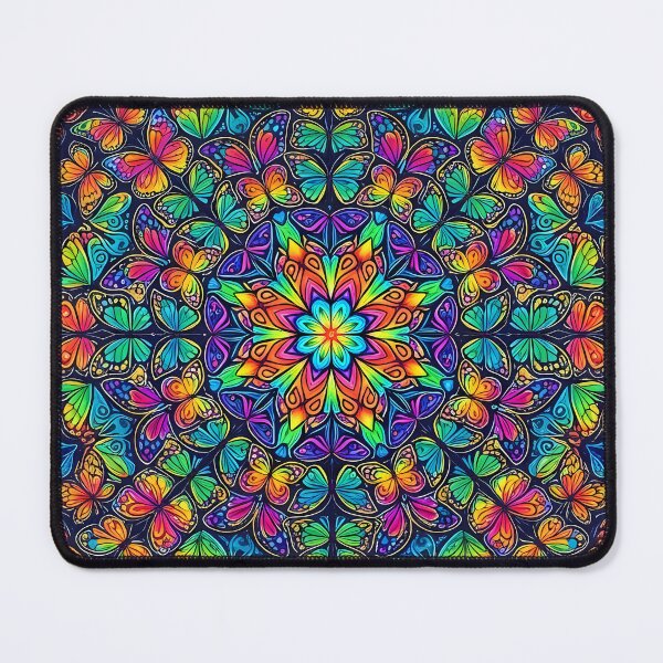 Item preview, Vivid Butterfly Kaleidoscope Mandala Pattern - Rainbow Spectrum Art Print designed and sold by SOOstudio73.