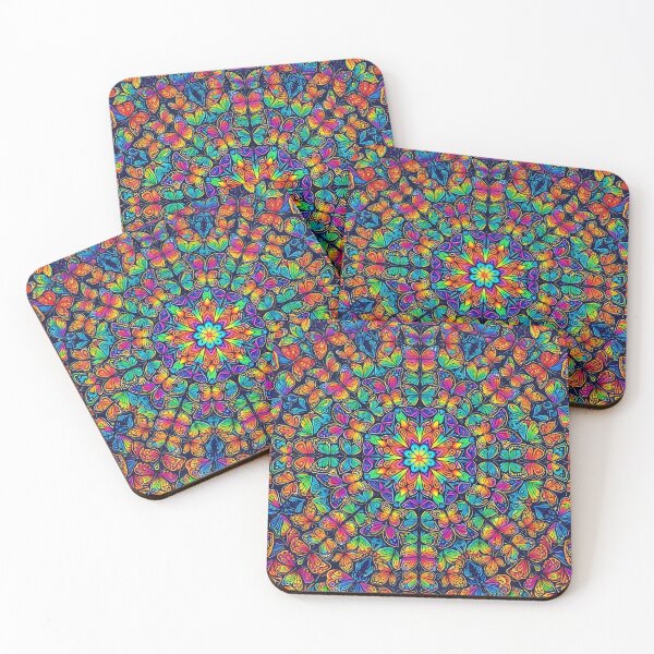Item preview, Vivid Butterfly Kaleidoscope Mandala Pattern - Rainbow Spectrum Art Print designed and sold by SOOstudio73.