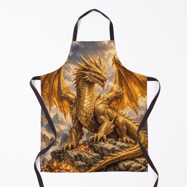 Item preview, Golden Dragon with Treasure Hoard – Majestic Gold Dragon Fantasy Artwork designed and sold by DrakariArt.