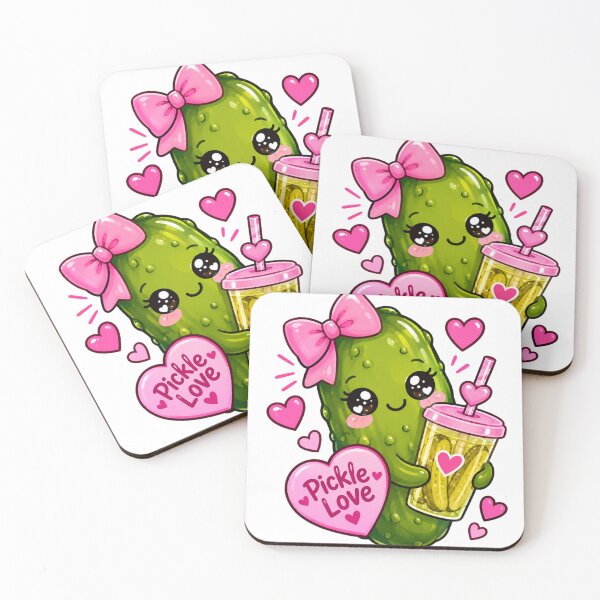 Item preview, Cute Kawaii Pickle Love Pink Bow Funny Pickle Girly Aesthetic designed and sold by WalkWithMimi.