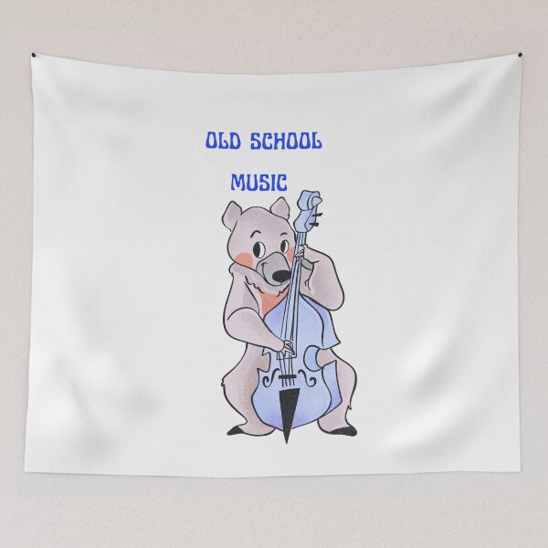 Item preview, old school music cute bear playing double bass designed and sold by stileepensieri.