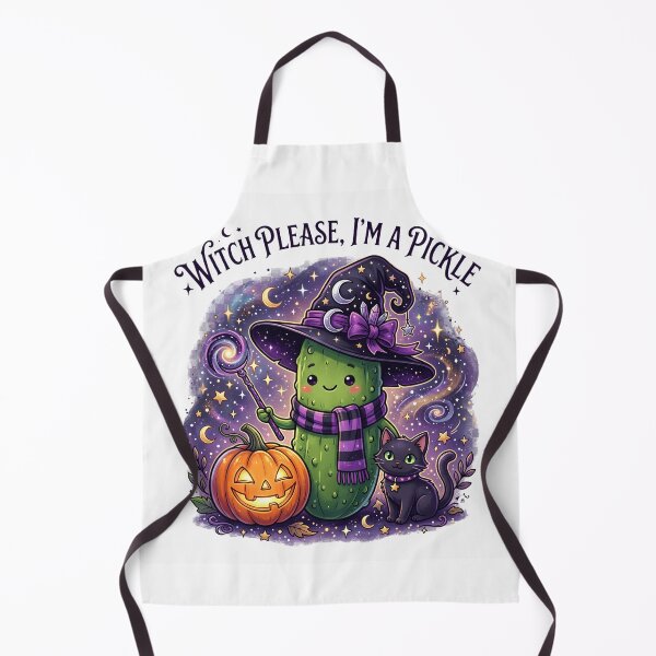 Aperçu de l'œuvre Sorcière cornichon mignonne pour Halloween | Cornichon effrayant et amusant créée et vendue par Basma Designs | Retro, Kawaii Shirts & Stickers.