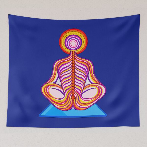 Item preview, Yoga Spine Meditation Rainbow Illustration designed and sold by kkargakou.