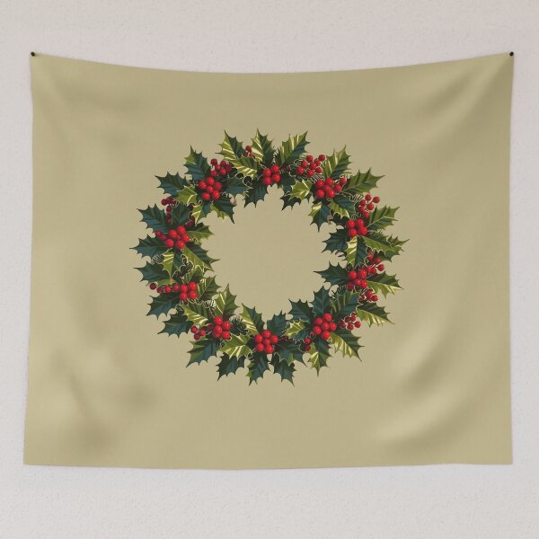 Item preview, Wreath With Holly-Berries Seasonal Decor designed and sold by taiche.
