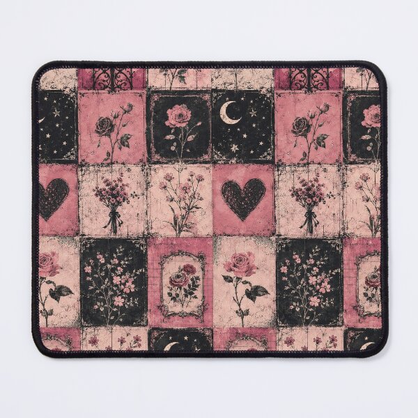 Item preview, Vintage Pink Rose Floral Patchwork Gothic Botanical Pattern designed and sold by AzsjaysStudio.