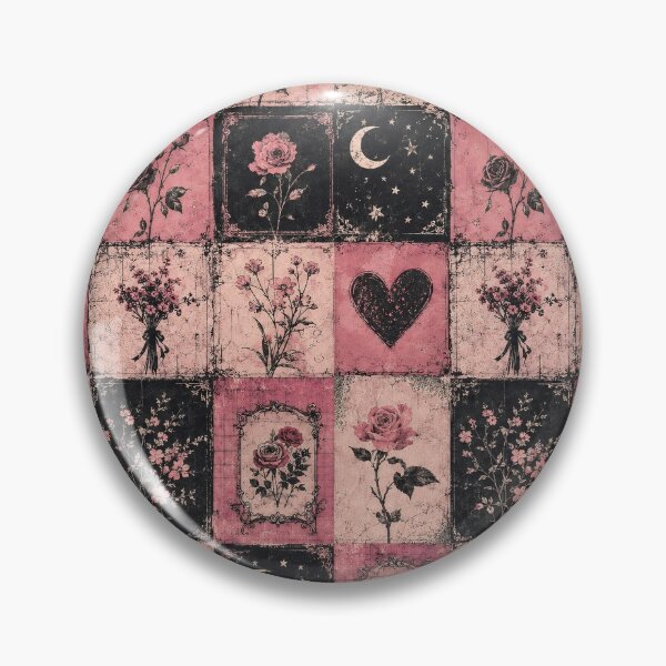 Item preview, Vintage Pink Rose Floral Patchwork Gothic Botanical Pattern designed and sold by AzsjaysStudio.